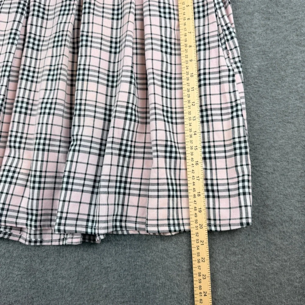 Hot Topic Pleated Mini Skirt Women's Size 4 Pink‎ Black Plaid Preppy Alt Punk